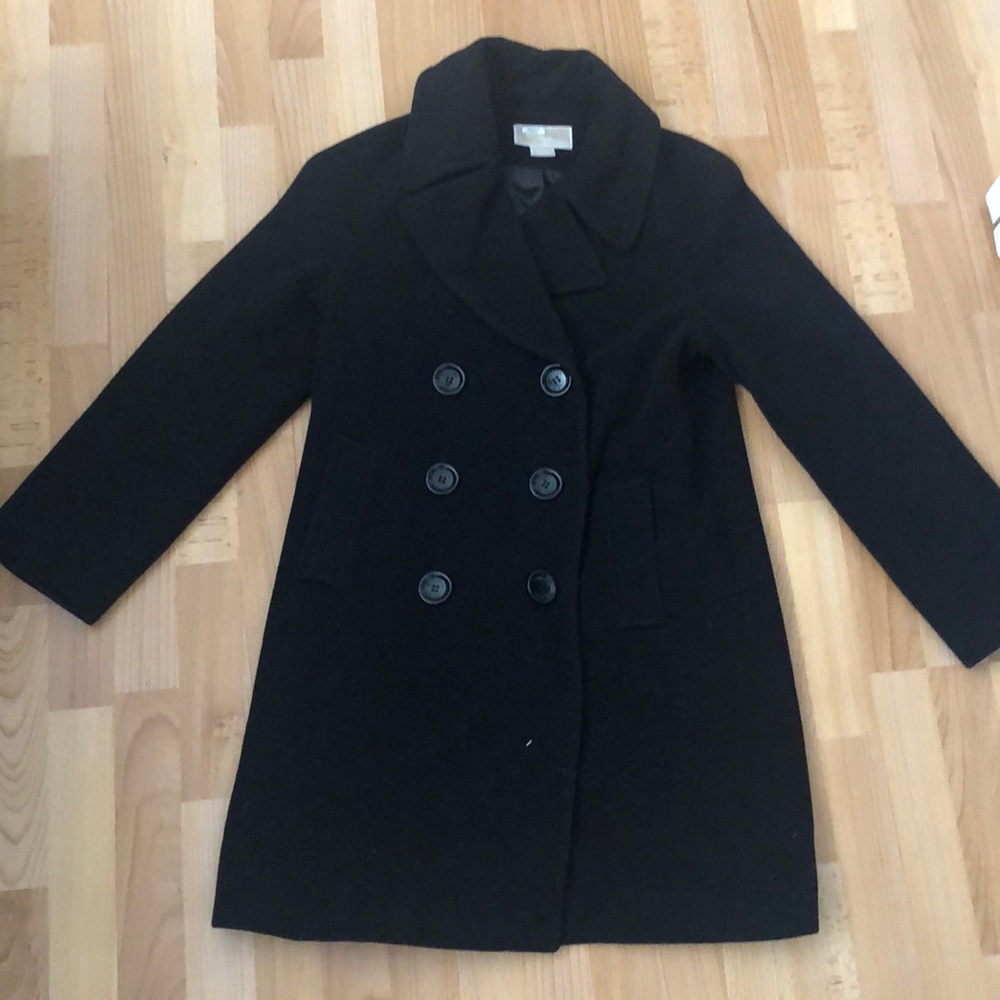 Michael Kors double breasted black wool peacoat